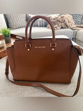 Michael Kors Women's Brown Saffiano Leather Tote Bag with dust bag